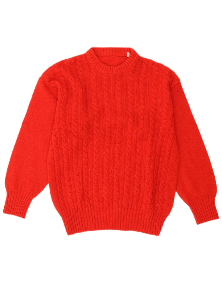 Vintage Damen Übergroßer Rundhalspullover Pullover UK 10 Kleine rote Wolle