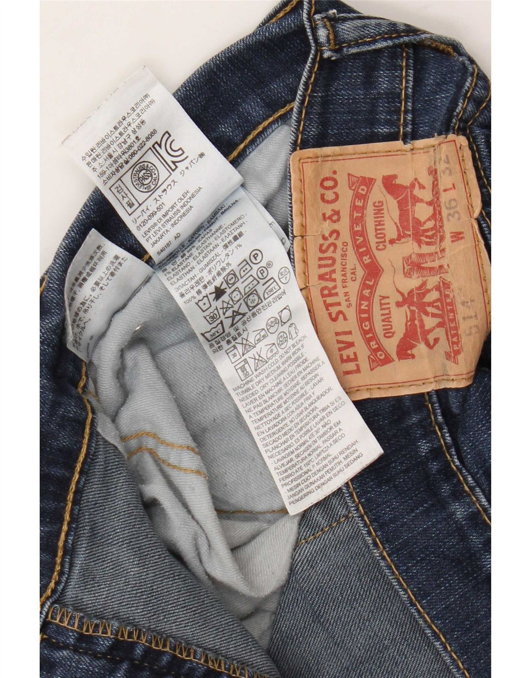 Levi's Herren 514 Straight Jeans W36 L32 Blaue Baumwolle