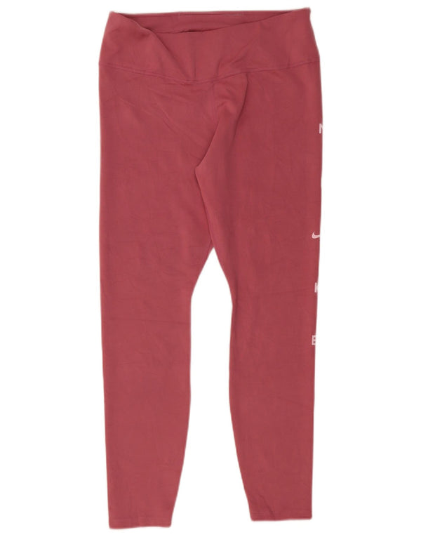 Nike Damen Dri Fit Graphic Leggings UK 14 Large Rosa Polyester