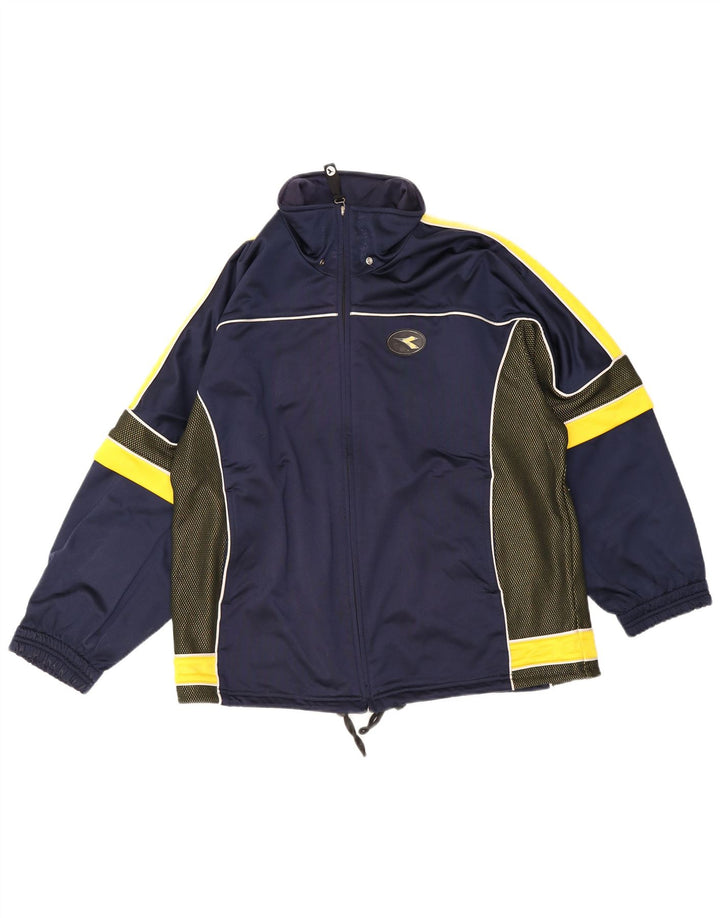 Diadora Herren-Trainingsanzug-Top-Jacke, UK 38, mittleres Marineblau, Farbblock