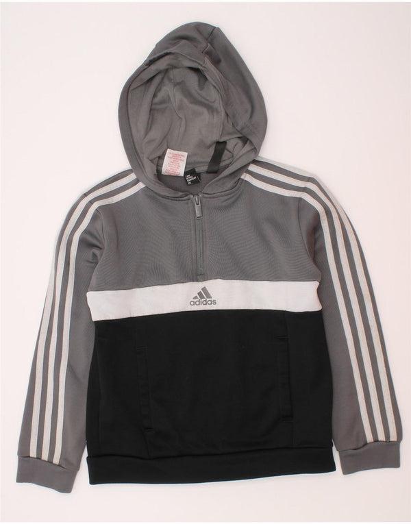 Adidas Kapuzenpullover für Jungen, 9–10 Jahre, graues Colourblock-Polyester