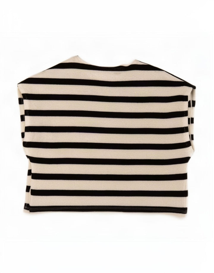 Zara Damen Ärmelloses Crop Top UK 10 Small Schwarz gestreift Polyester