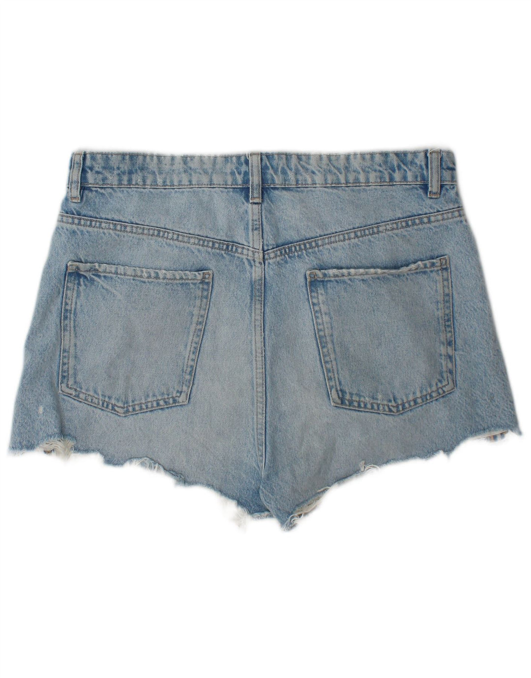 Zara Damen Distressed Denim Shorts EU 44 XL W34 Blau