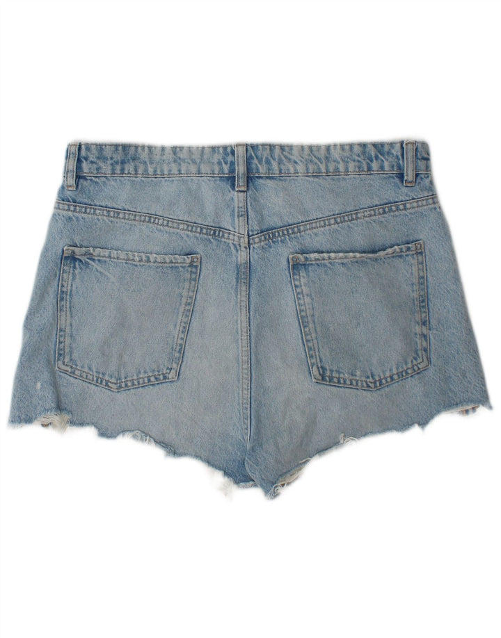 Zara Damen Distressed Denim Shorts EU 44 XL W34 Blau