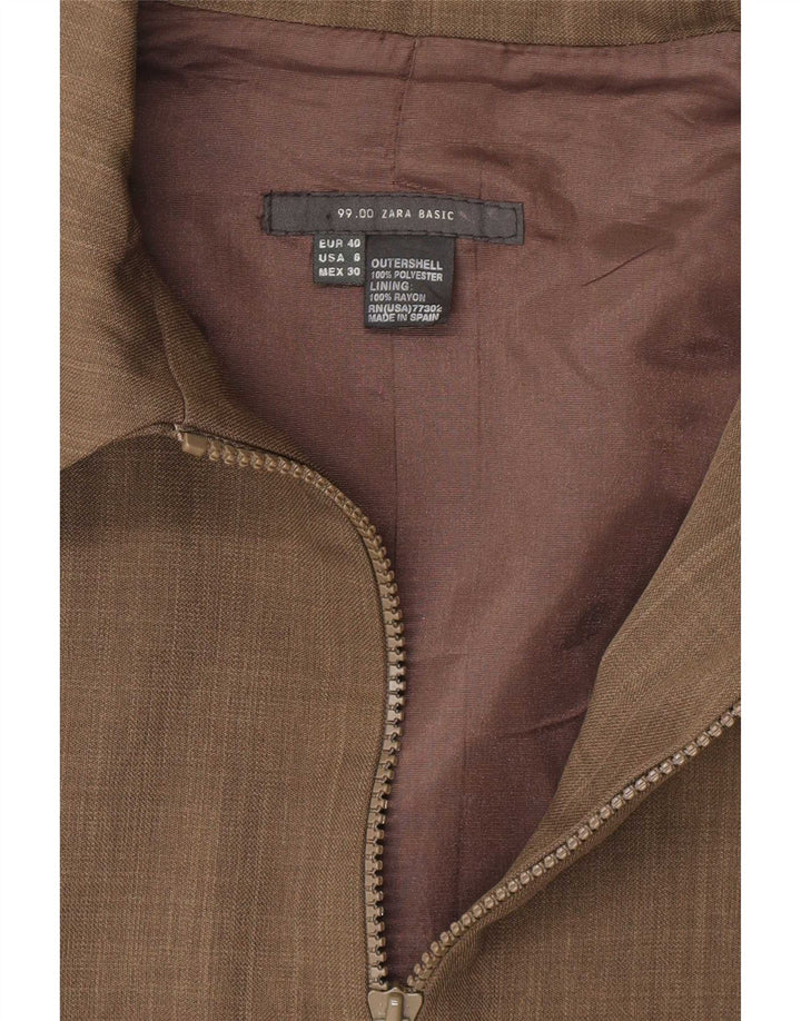 Zara Damen-Blazerjacke mit durchgehendem Reißverschluss, EU 40, Mittelkhaki, Polyester