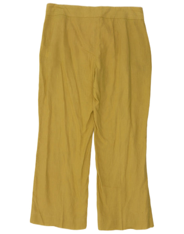 Zara Damen-Freizeithose mit weitem Bein, XL, W32, L30, gelbes Leinen