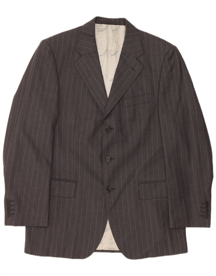 Aquascutum Herren-Blazer mit 3 Knöpfen, UK 40, große graue Nadelstreifenwolle