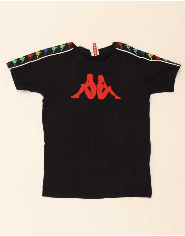 Kappa Jungen-T-Shirt mit Grafik, 11–12 Jahre, schwarze Baumwolle
