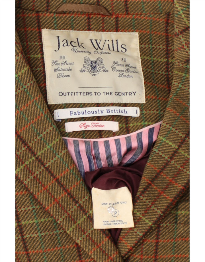 Jack Wills Damen-Blazer mit 3 Knöpfen, UK 12, mittelgrün karierte Wolle