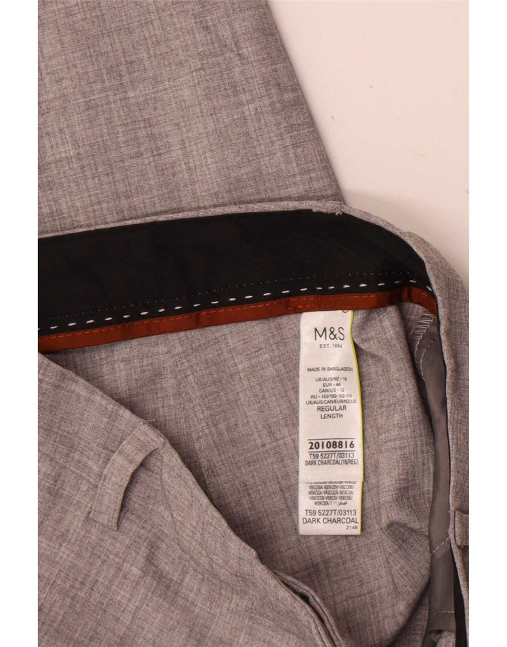 Marks & Spencer Damen Anzughose UK 16 Large W34 L30 Grau Polyester