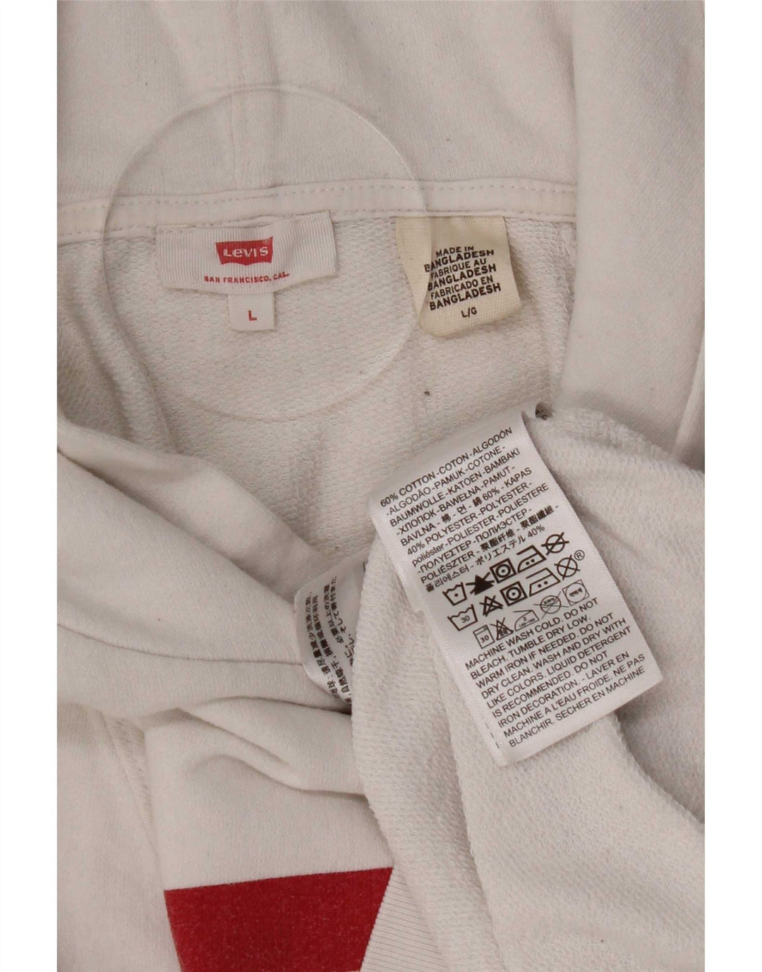 Levi's Herren-Pullover mit grafischem Kapuzenpullover, groß, aus weißer Baumwolle