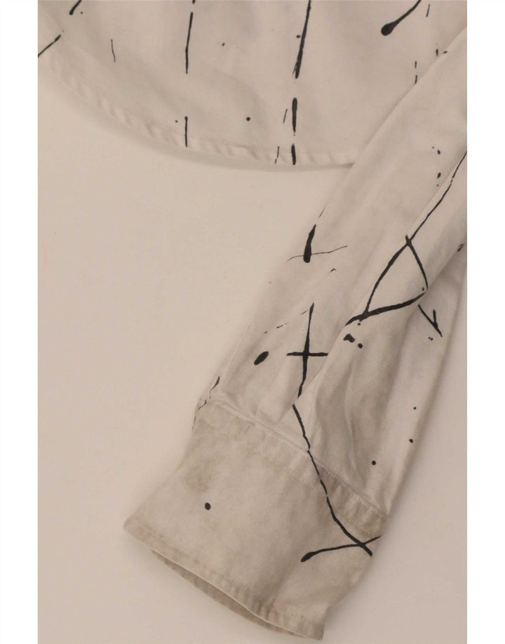 Ralph Lauren Damen-Hemd mit abstraktem Muster und entspannter Passform, US 6, mittelweiß