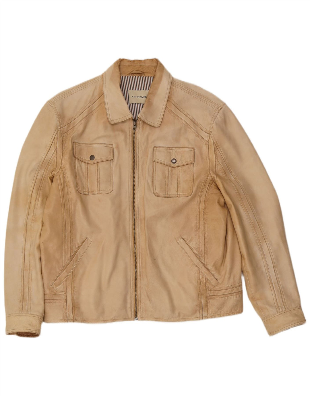 A.W.Dunmore Herren Lederjacke UK 40 Large Beige