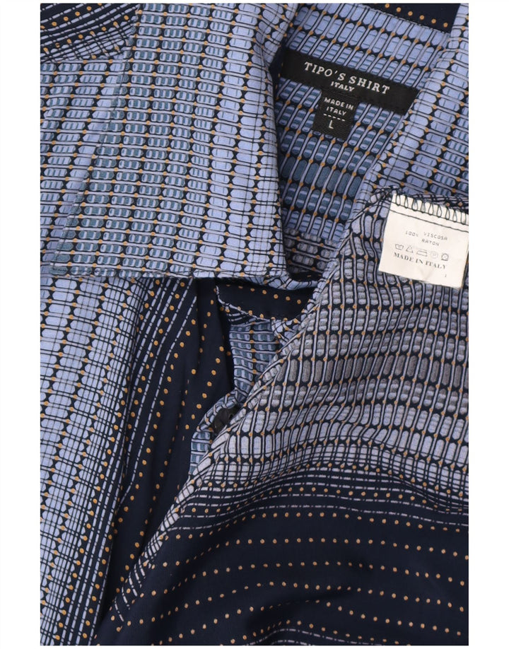 Tipo' S Herren-Kurzarmhemd, groß, marineblau, gestreift, Viskose