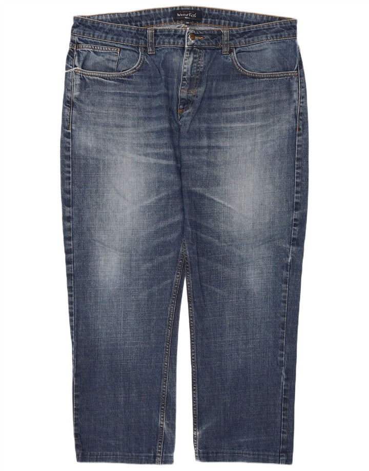 Weird Fish Damen Straight Jeans W38 L27 Blaue Baumwolle