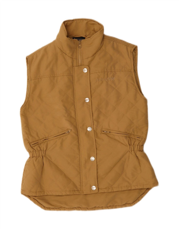 VINTAGE Womens Quilted Gilet UK 14 Medium Brown Polyester Vintage Vintage and Second-Hand Vintage from Messina Hembry 