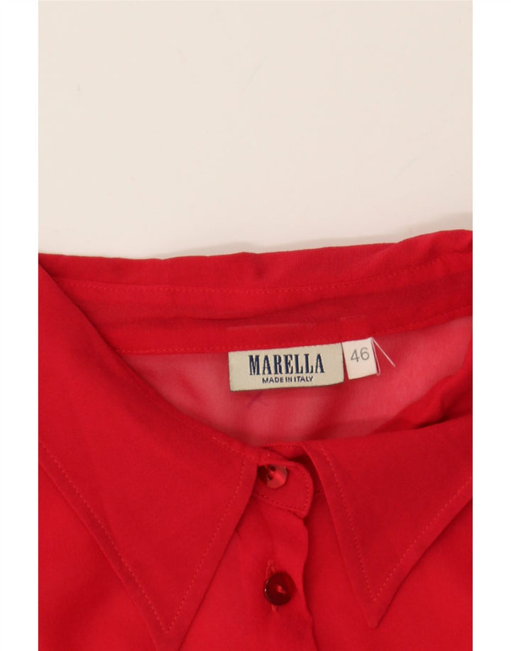 MARELLA Womens See Through 3/4 Sleeve Shirt Blouse IT 46 Large Red Vintage Marella and Second-Hand Marella from Messina Hembry 