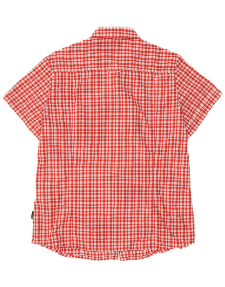 Jack Wolfskin Damen Kurzarmhemd UK 16 Large Red Check Polyamid