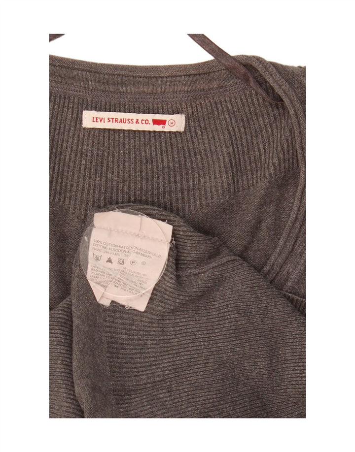 Levi's Damen-Pullover mit V-Ausschnitt, UK 12, mittelgraue Baumwolle