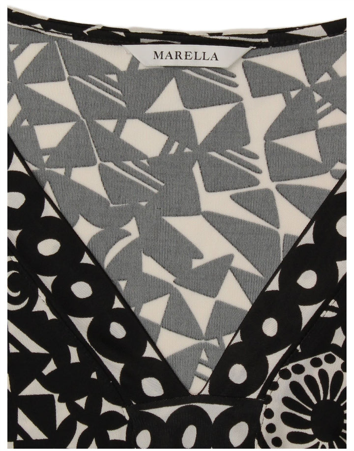Marella A-Linien-Kleid mit 3/4-Ärmeln für Damen, UK 12, Mittelschwarz, geometrisch