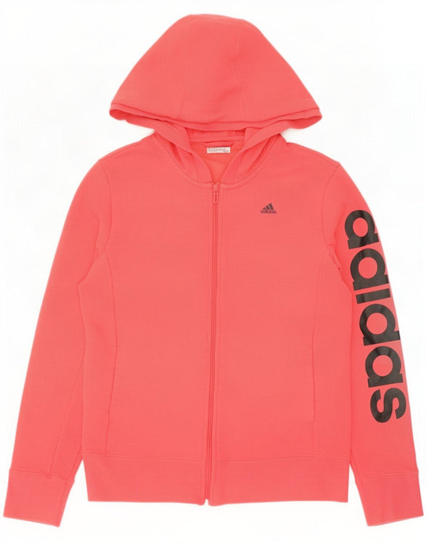 Adidas Damen Climalite Graphic Zip Hoodie Pullover UK 16/18 Large Pink