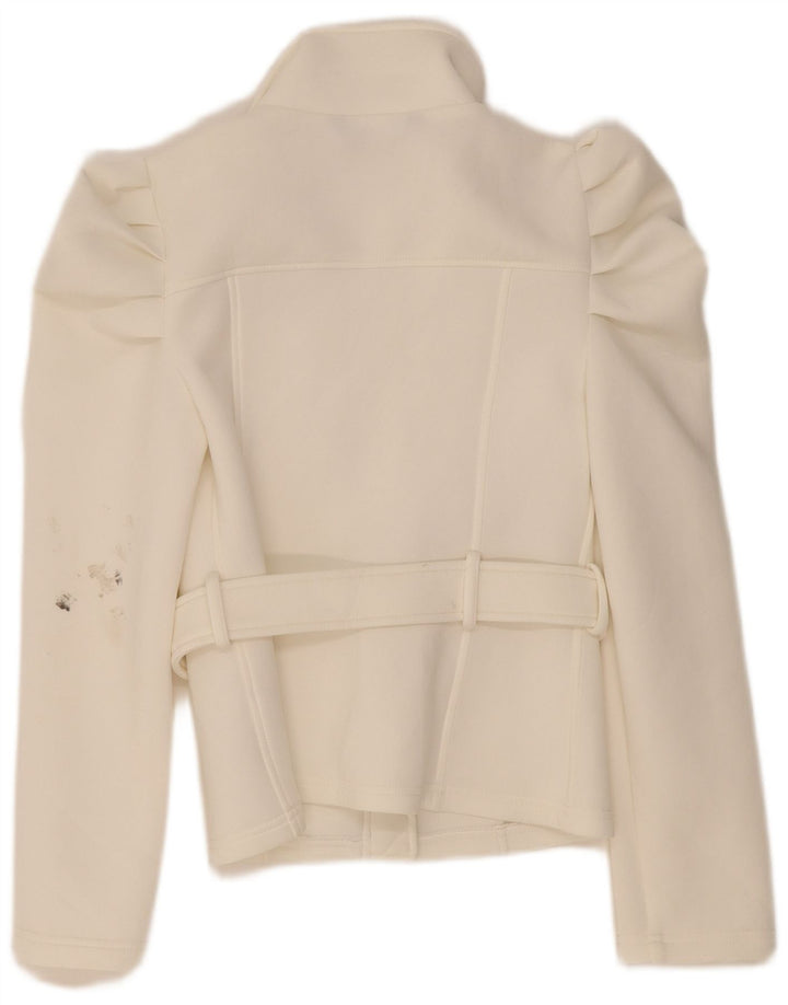 Zara Damen Bomberjacke UK 10 Small Weiß Polyester