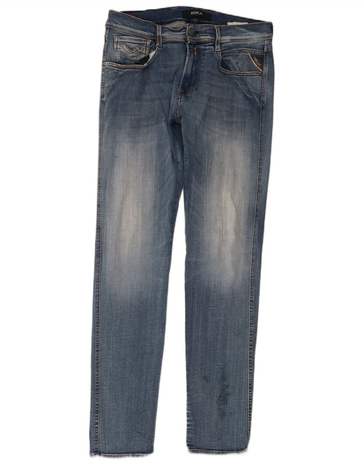 Replay Damen Slim Jeans W30 L32 Blaue Baumwolle