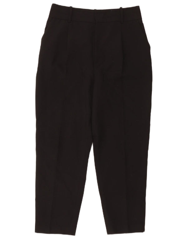 Zara Damen-Chinohose mit hoher Taille, konisch zulaufend, Größe L, W30, L27, Schwarz, Polyester