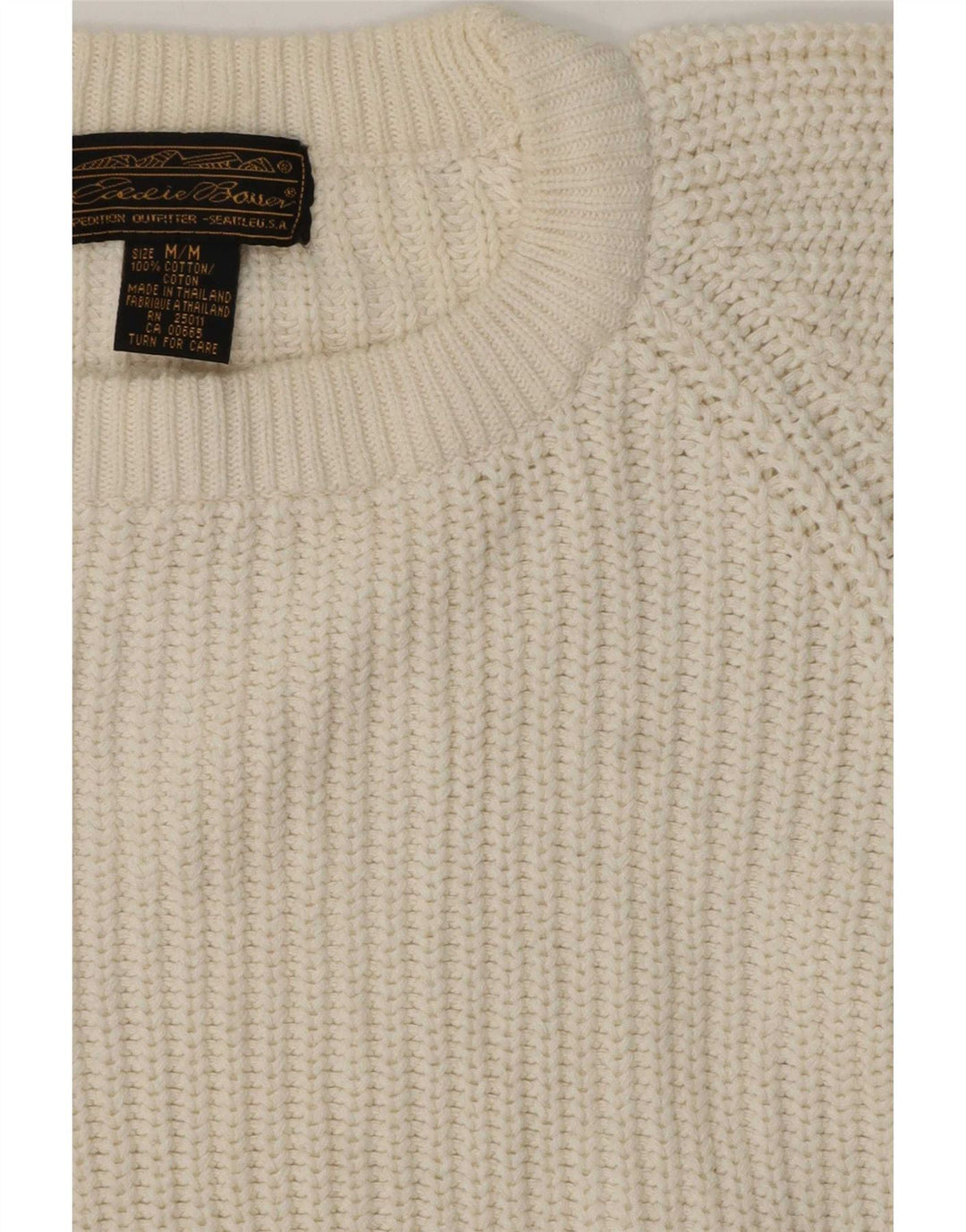 Eddie Bauer Herren-Pullover mit Rundhalsausschnitt, mittelgroß, aus weißer Baumwolle, klassisch
