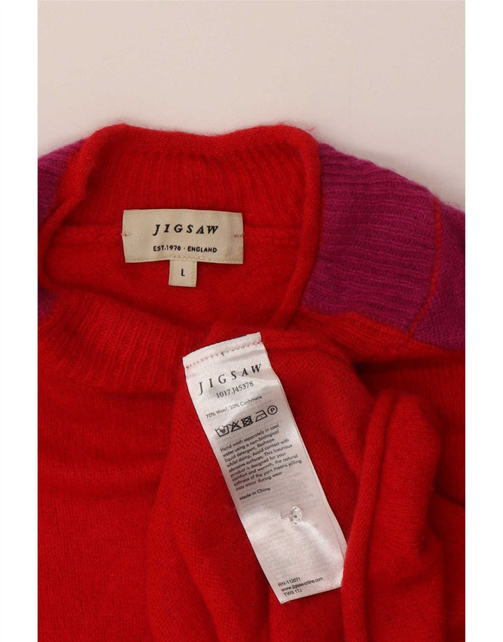 Jigsaw Damen-Pullover mit Rollkragen, Gr. 16, Größe L, Rot, Farbblock