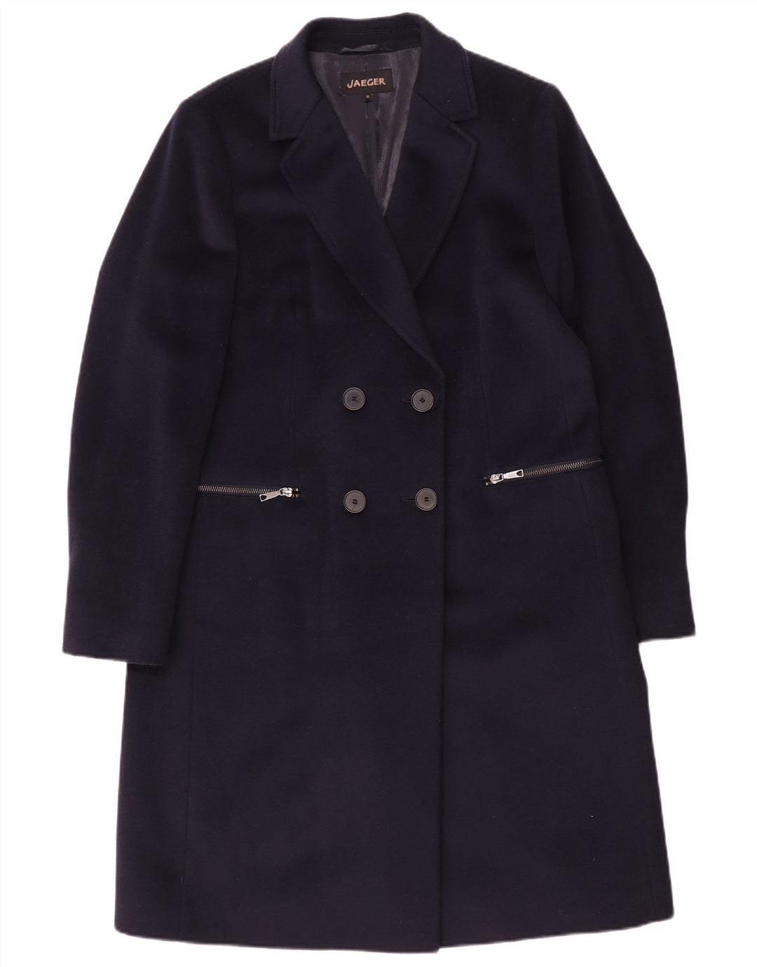 Jaeger Damen Übergroßer zweireihiger Mantel UK 10 Small Marineblaue Wolle