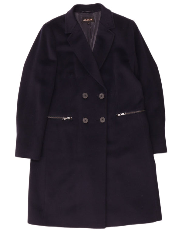 Jaeger Damen Übergroßer zweireihiger Mantel UK 10 Small Marineblaue Wolle