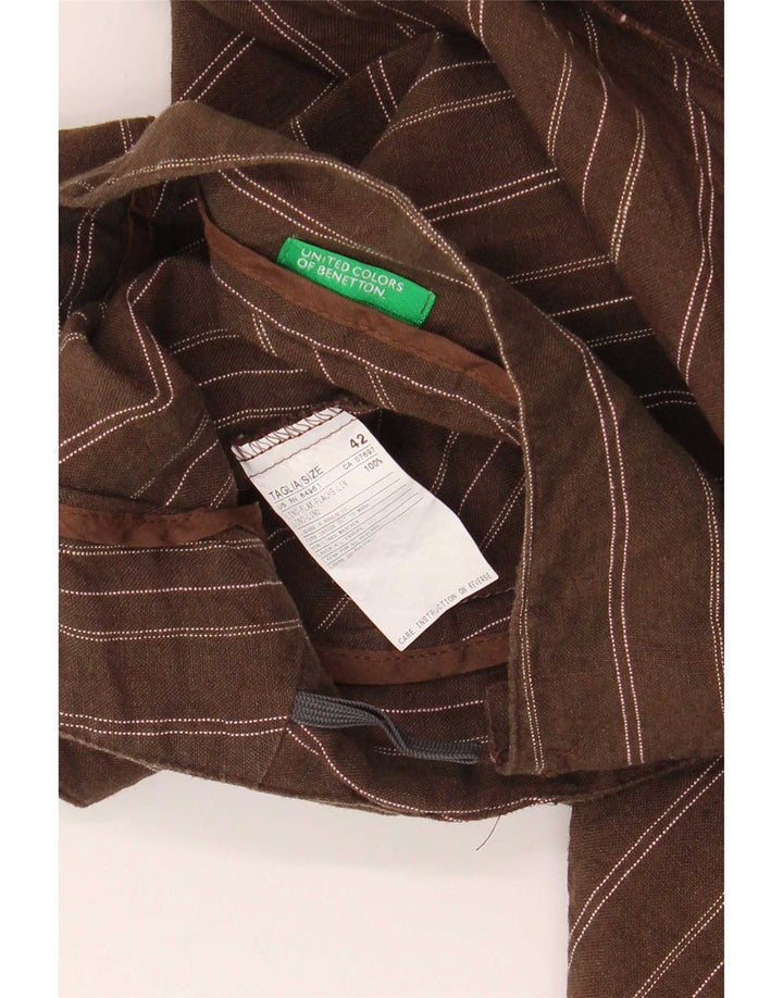 Asymmetrischer Wickelrock für Damen von Benetton IT 42 Medium W32 Braun gestreift