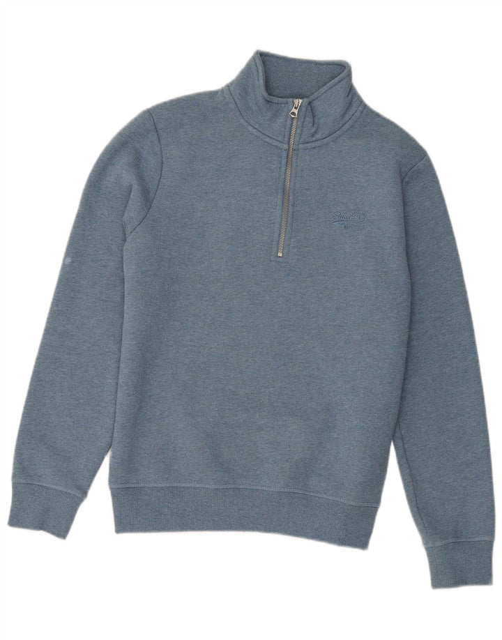 Superdry Herren-Sweatshirt mit Reißverschluss am Kragen, Größe S, Blau, Baumwolle