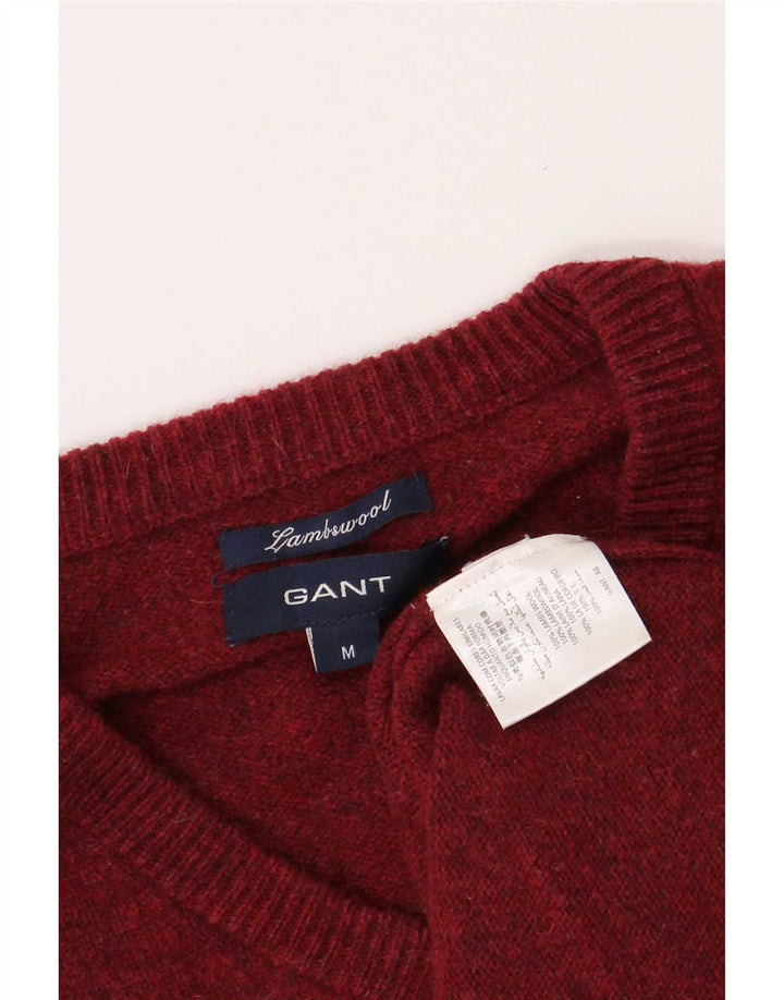 Gant Herren-Pullover mit V-Ausschnitt, mittlerer weinrot melierter Lammwolle