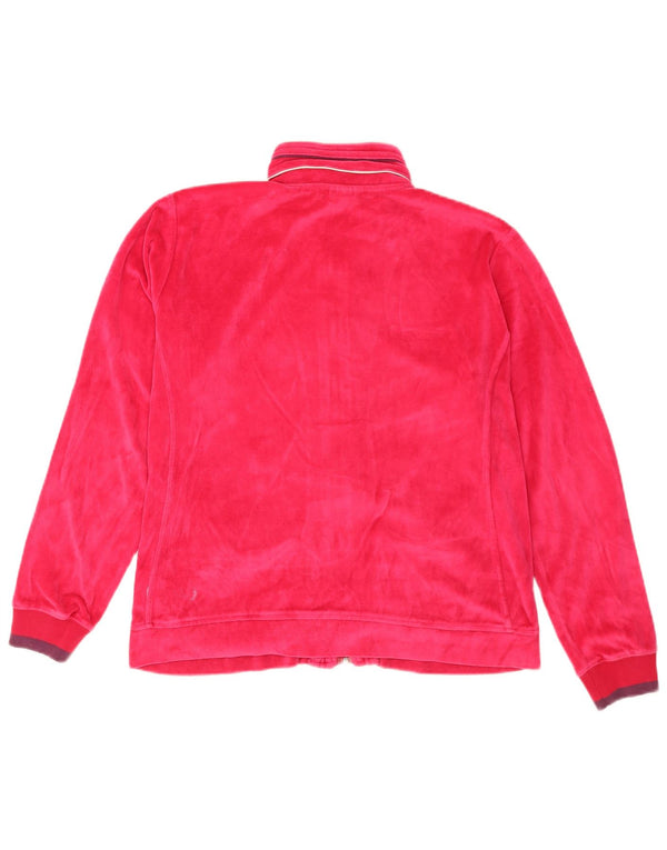 Champion Womens Velour Tracksuit Top Jacket UK 14 Large Pink Sports