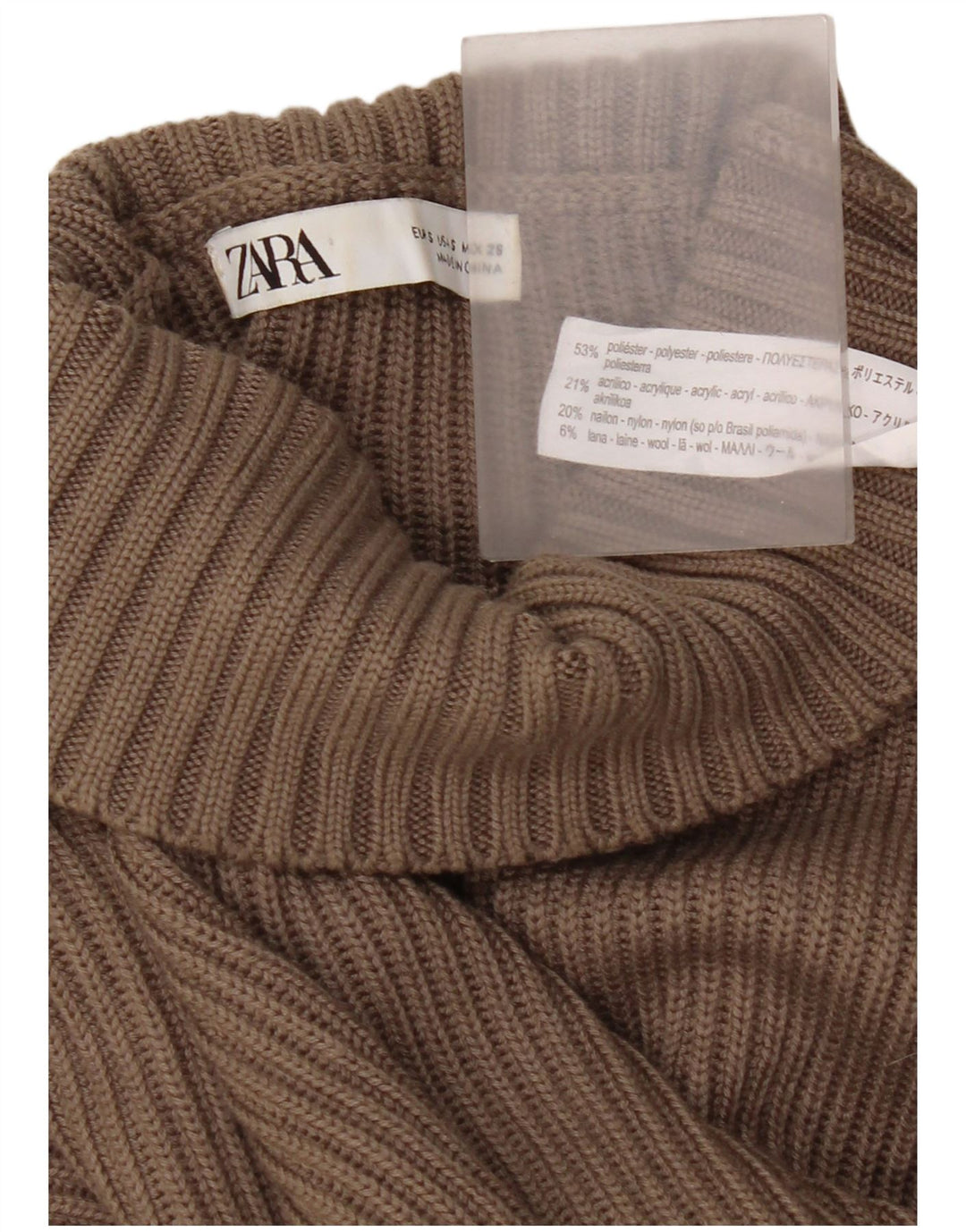 Zara Damen-Pullover mit Rollkragen, übergroß, Gr. 10, Größe S, Braun