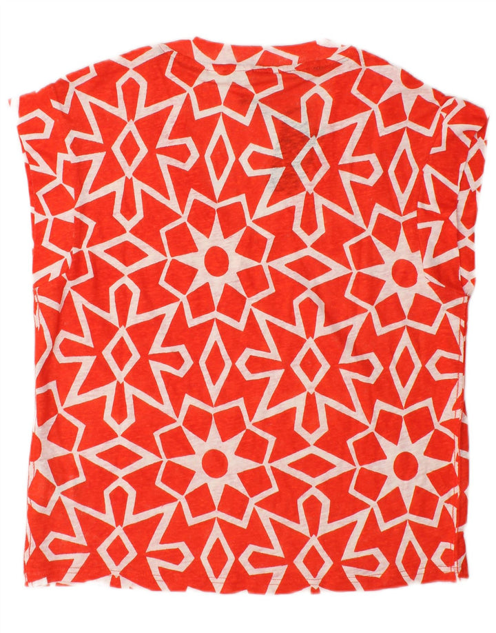 White Stuff Damen-Blusenoberteil UK 12 Mittelrotes geometrisches Leinen
