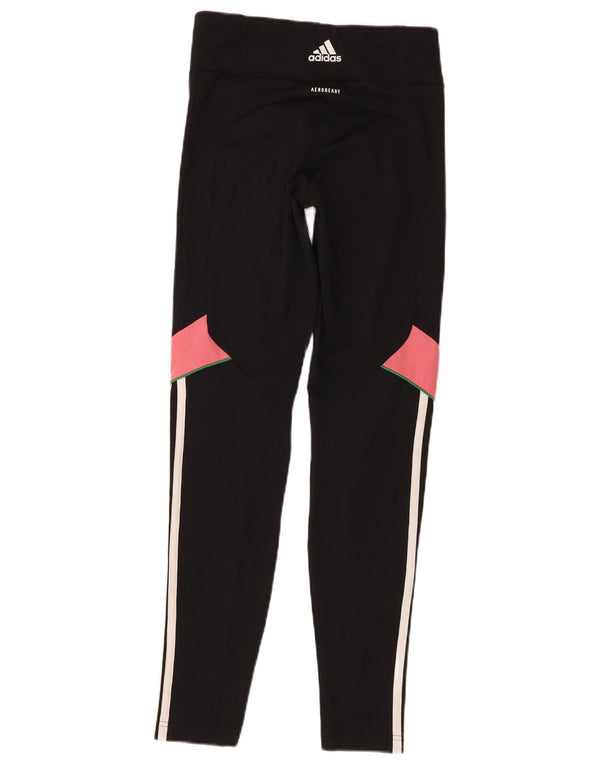 Adidas Aeroready-Leggings für Mädchen, 14–15 Jahre, schwarzes Colourblock-Polyester