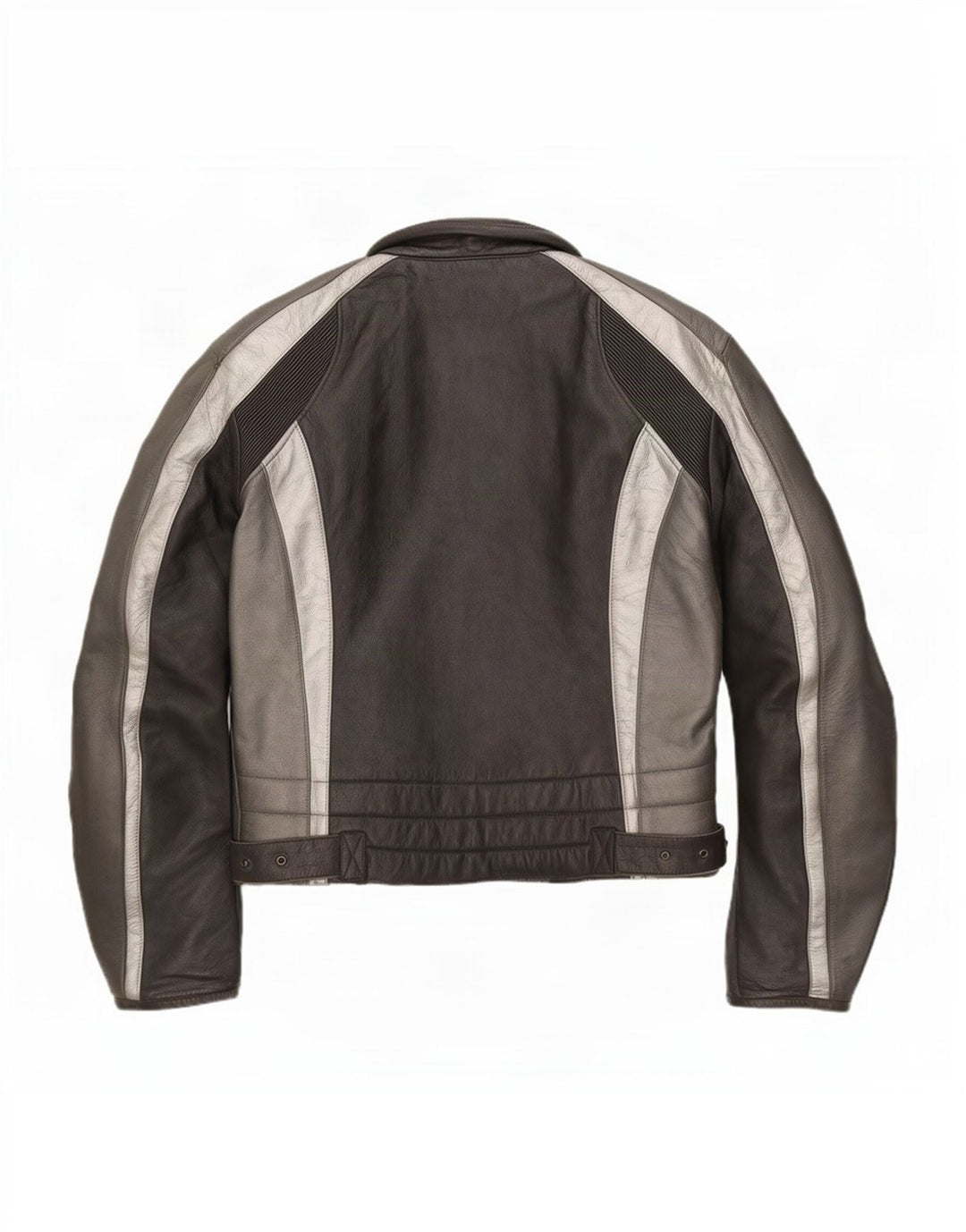 Vintage Herren Leder-Racer-Jacke IT 52 Large Black Colourblock