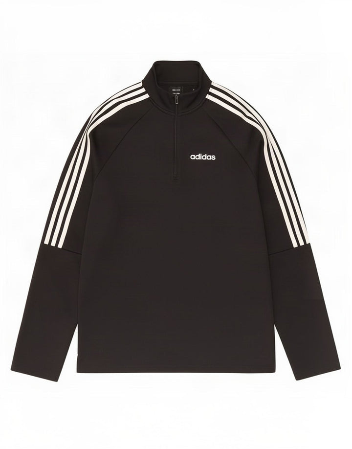 Adidas Herren Climalite Zip Neck Pullover Trainingsanzug Top Medium Schwarz