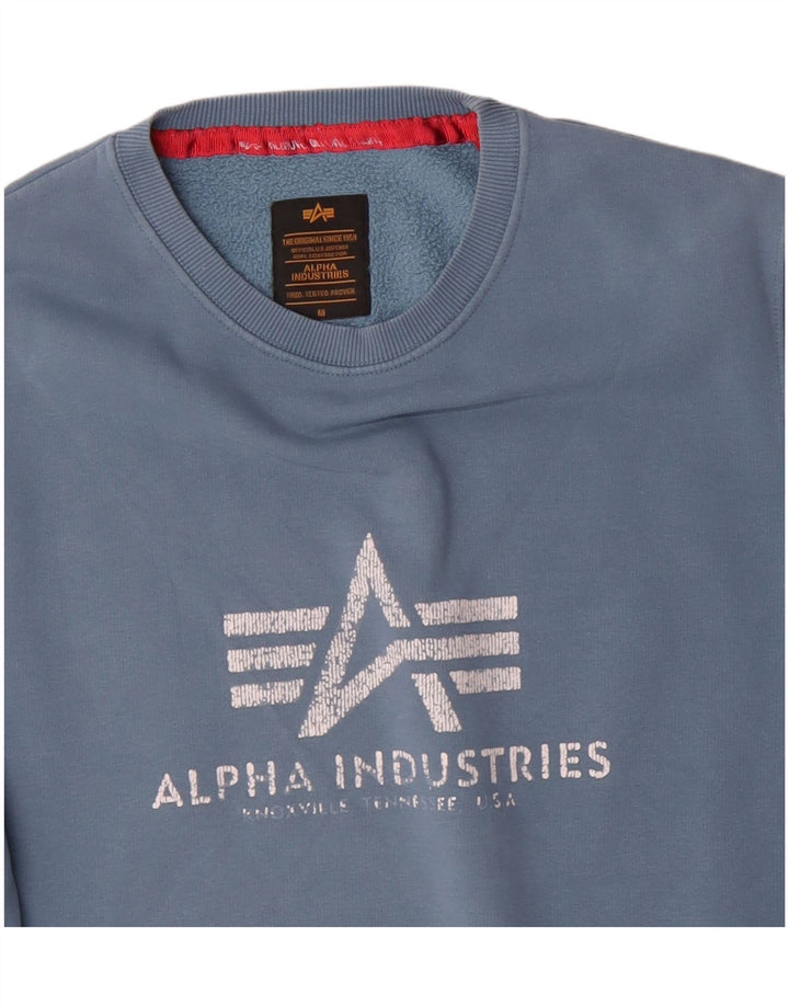 Alpha Industries Herren-Sweatshirt mit Grafik, mittelblaue Baumwolle