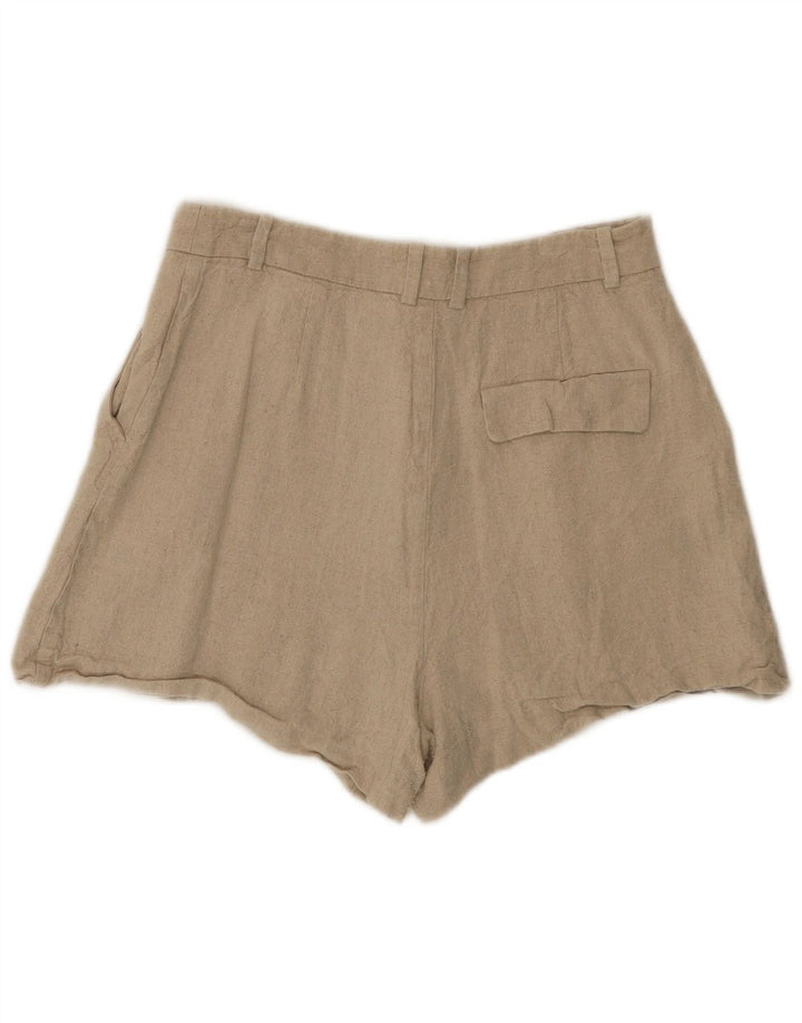 Zara Damen-Hotpants mit hoher Taille, mittelgroß, W28, beige Leinen