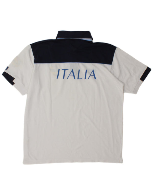 Asics Herren Italia Graphic Poloshirt XL Weiß Colourblock Baumwolle