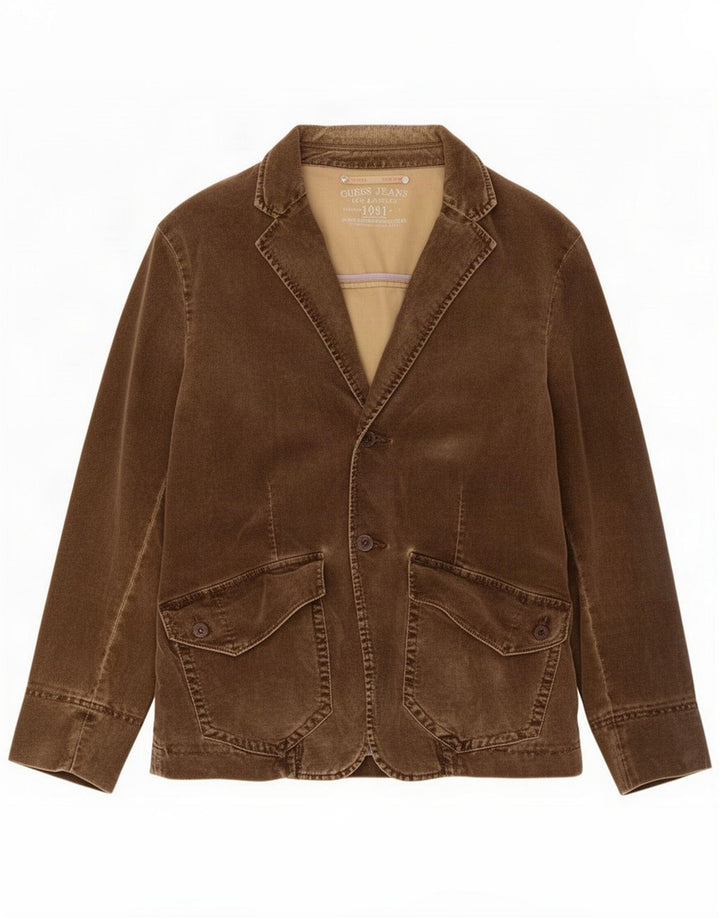 Guess Herren-Blazer mit 2 Knöpfen, UK 38, mittelbraune Baumwolle