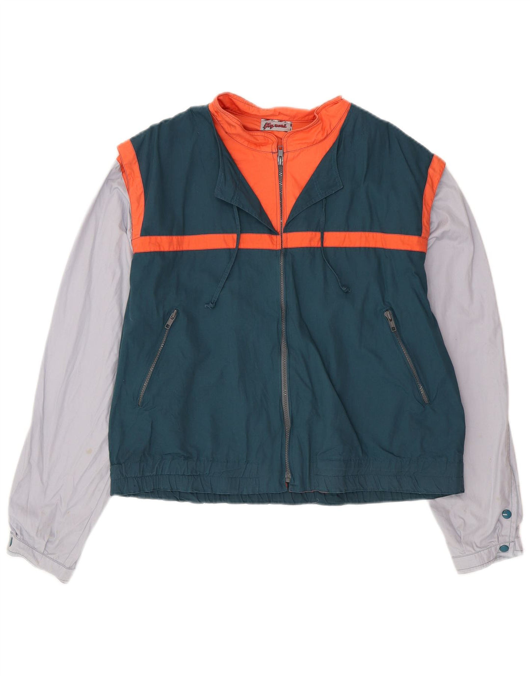 VINTAGE Damen Bomberjacke UK 18 XL Grüner Farbblock