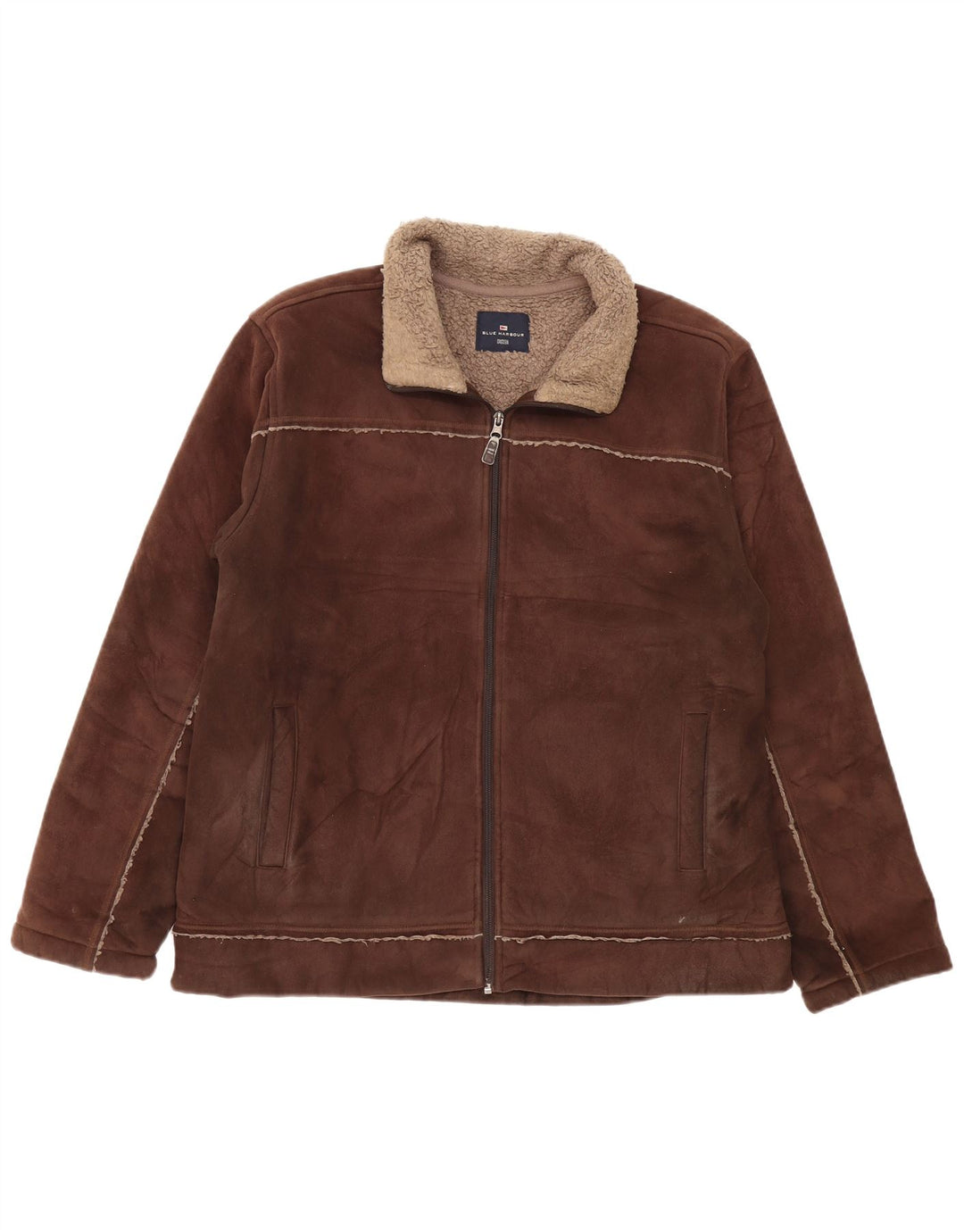 MARKS & SPENCER Herren Sherpa Jacke UK 41/43 Großes braunes Polyester