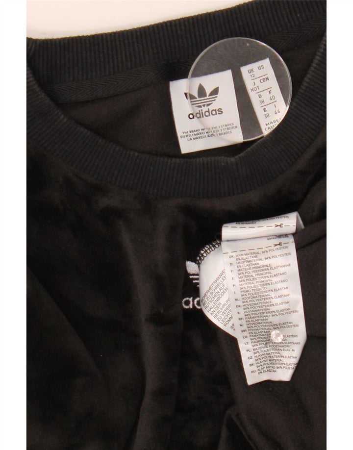 Adidas Damen Top Langarm UK 12 Medium Schwarz Polyester