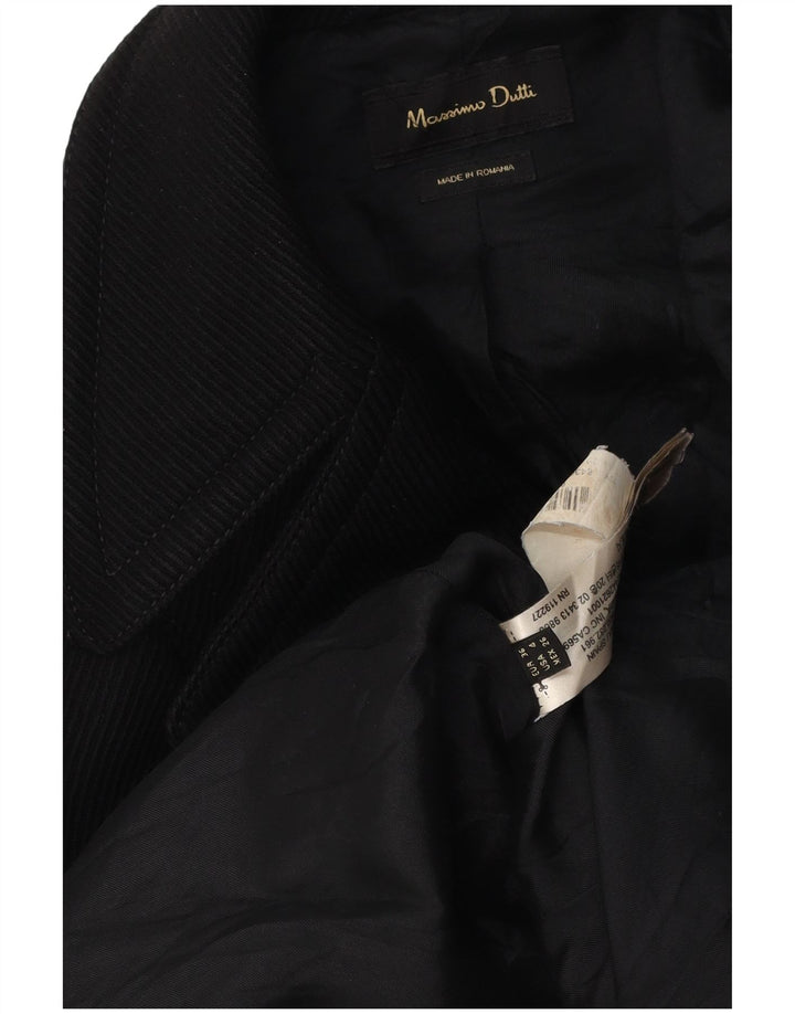 Massimo Dutti Damen Zweireiher-Blazerjacke EU 36 XS Schwarz Polyamid