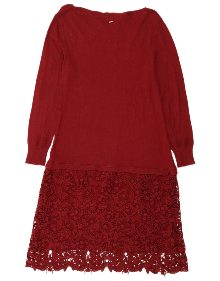 White Stuff Damen-Pulloverkleid, Größe 44, mittleres Burgunderrot, Viskose